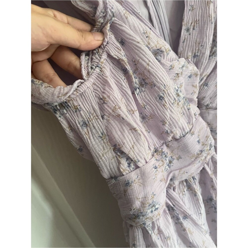 ASTR the Label Maxi Dress Emporia Lavender Floral Chiffon Wedding Guest size L - Picture 4 of 12